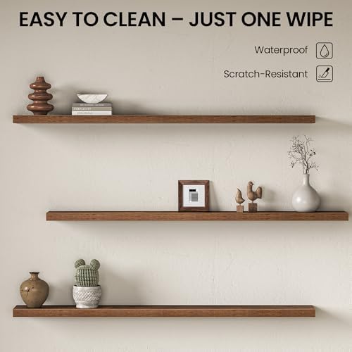 Fun Memories Floating Shelves for Wall 72 Inch, Set of 1 – Wall-Mounted Storage & Display Shelf with Invisible Bracket, 
