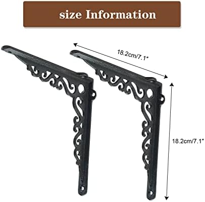 Sungmor Cast Iron Shelf Brackets - 90° Right Angle 2PC Black & 7.3 Inch