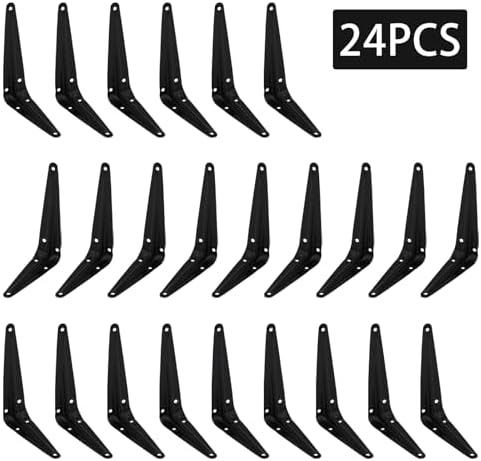 24Pcs 5 x 4 Inch Black Shelf Brackets, L Brackets