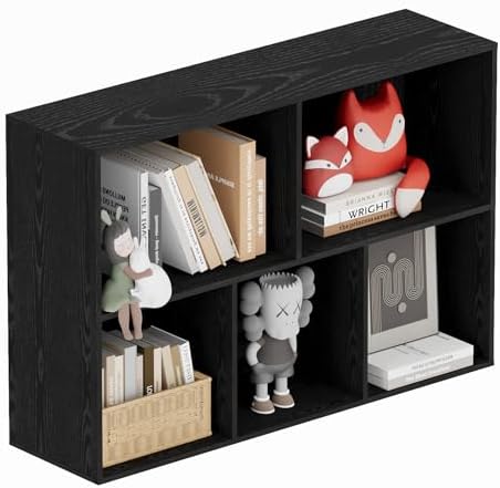 Book Shelf, Wooden Cube Storage Organizer with 11" Open Cubes, Stackable Modular Bookcase for Room Divider Storage, 2 Ti