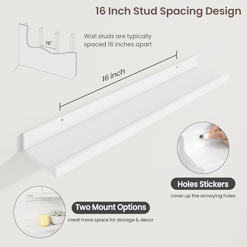 Axeman 30 Inch Floating Shelves, White Picture Ledge Shelf Set of 3