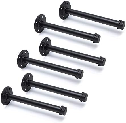 3/4" Industrial Black Iron Pipe Shelf Brackets, Rustic Wall Mounted DIY Shelving Brackets Hanging Custom Pipe Brackets f