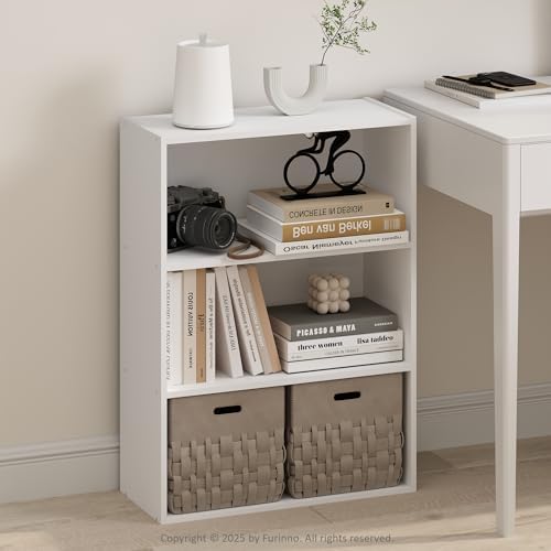 Furinno Simple Book Shelf, 3-Tier Bookshelf, Storage Shelves Bookcase, 9.7 x 23.7 x 31.5, for Living Room, Bedroom, Home
