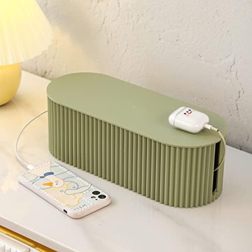 FABROK Cable Management Box, Cord Organizer Box, Small, Green