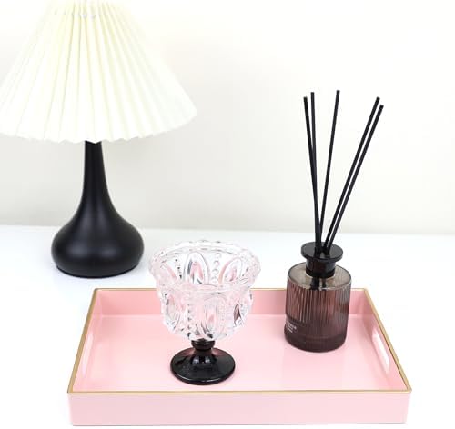 Spsyrine Pink Bathroom Vanity Tray with Handles for Dresser Tops