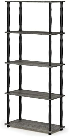 Furinno TURN-S-TUBE Storage Shelves, 5-Tier Book Shelf, Corner Shelf, Toolless Open Shelves, Classic Tubes, for Organiza