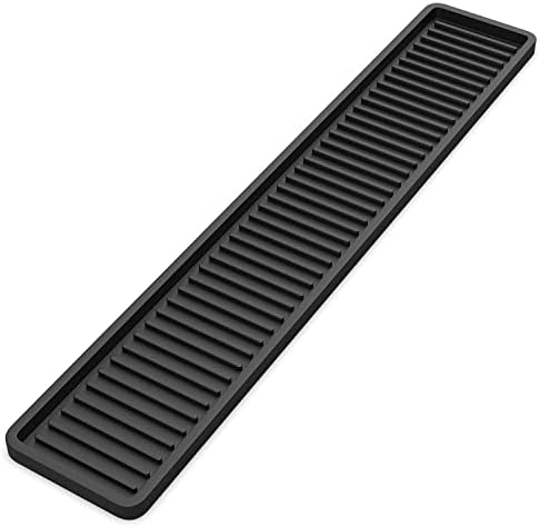 ZAPPOWARE Kitchen Sink Narrow Silicone Holder Tray 17.7"x3.1", Vanity & Bathroom Organizer, Black, Heat-Resistant Mat
