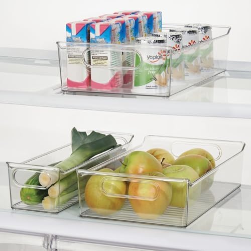mDesign Plastic Kitchen or Pantry Storage Bins with Handles - Organization in Cabinet, Fridge or Freezer - Fruit Contain