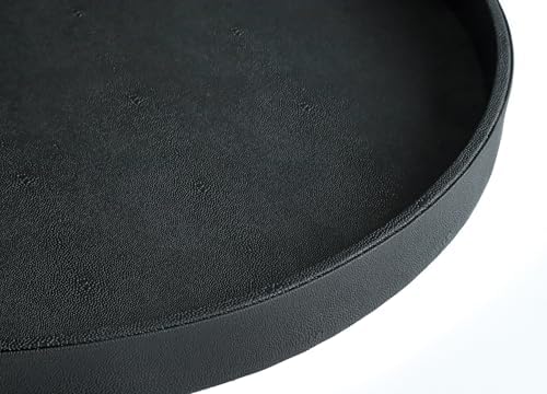 HofferRuffer Large Round Serving Tray 24'', Elegant Faux Leather Circle Ottoman Table Tray, Serve Tea Coffee Breakfast i