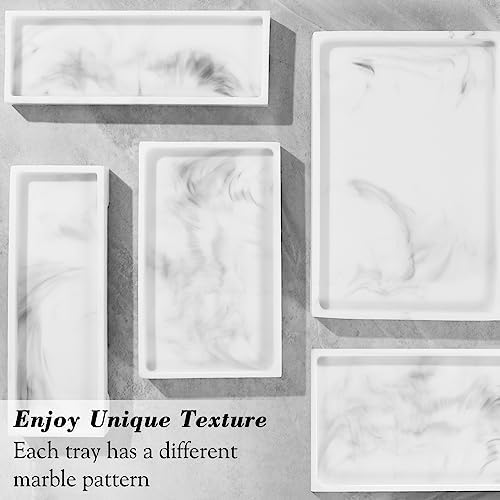 Luxspire Marble Tray for Soap Dispenser Perfume Jewelry, S, Marble White