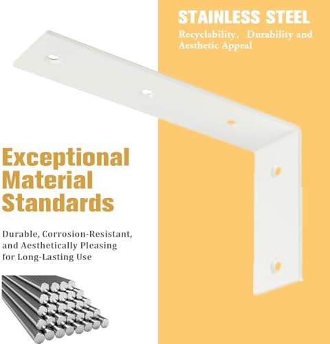 Alise 4Pcs White Heavy-Duty L-Shaped Floating Shelf Wall Brackets