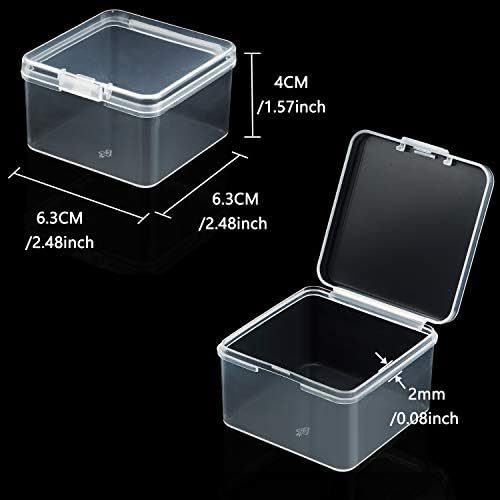 SATINIOR 24 Pcs Small Clear Plastic Container Box, 2.5 x 2.5 x 1.6 in