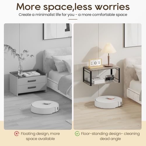 Floating Nightstand, Wood Bedside Shelf Wall Mounted Nightstand, Floating Bedside Table Wall Shelf for Bedroom, Living R