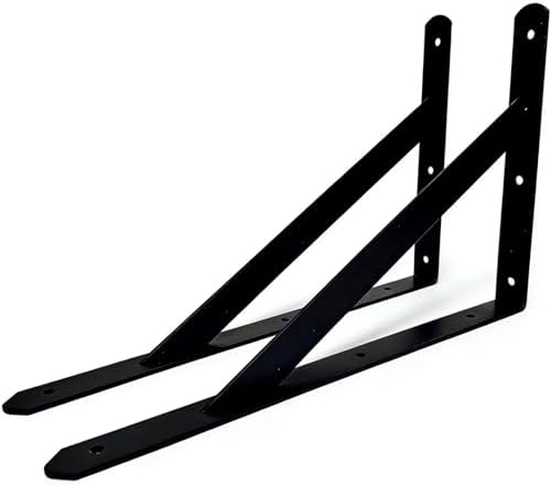 CLT Black Shelf Bracket, 8” Max Load: 220 lb Heavy Duty Minimalist Rigid Bracket for Table Bench, Sturdy Space Saving DI