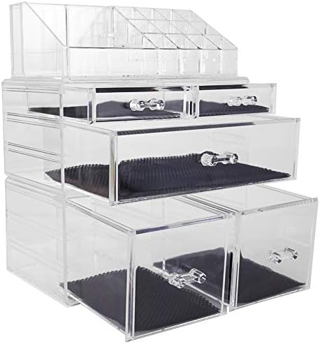 Sooyee Makeup Organizer,Acrylic Cosmetic Organizer Storage Drawers Jewelry and Cosmetic Display Cases Box(5 Drawers 7 Ti