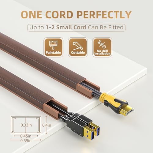 Delamu Cord Hider, 85in Cord Covers for 1 Wire on Wall, One-Cord Cable Hider, Easy Mount Wire Hiders Wire Covers for TV 