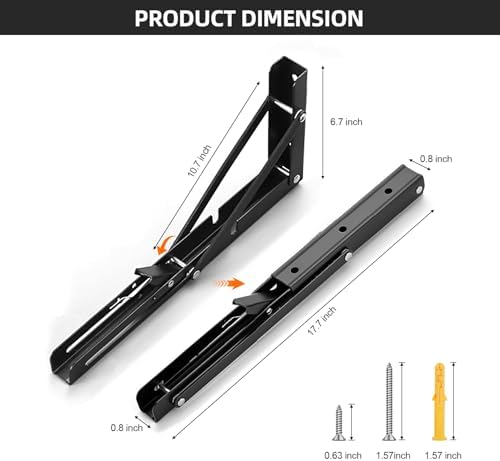 Folding Shelf Brackets 18 inch Foldable Shelf Bracket Heavy Duty Collapsible Shelf Brackets DIY Wall Mounted Fold Down T