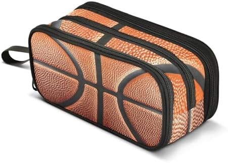 Basketball Ball Skin Pencil Case Box Boys Girls Large Pencil Pouch Zipper Compartments Big Capacity Stationery Pen Bag Organizer for Kids Teens Adults School Office