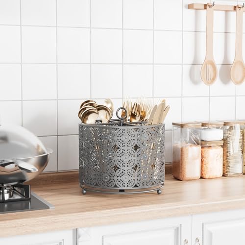 YIUKEA Rotating Utensil Caddy Countertop - 4 Compartments Large Capacity