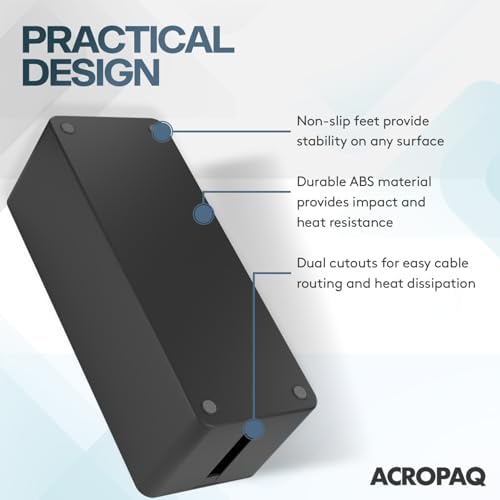 ACROPAQ Cable tidy box - Keep your cable tidy, Large (41 x 13 x 16 cm), Waterproof, Non-slip - Cable management box, Cab