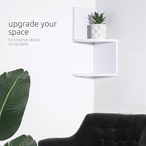 kieragrace Priva Corner Wall Shelf - Set of 2, White, 7.75" x 7.75"