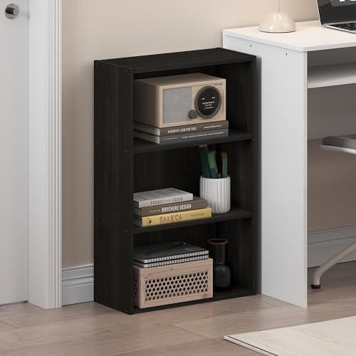 Furinno Basic Book Shelf, 3-Tier Bookshelf, Cube Storage Organizer Bookcase with Open Shelf, 7 x 17 x 26, for Living Roo