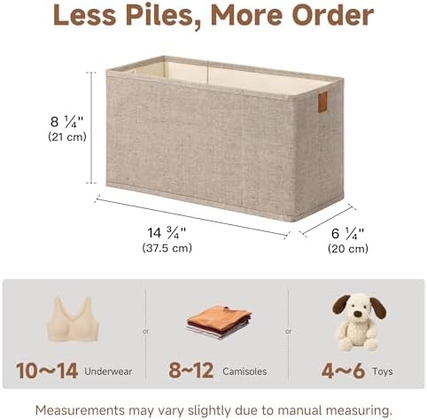 StorageWorks Narrow Storage Bins for Closet Shelves, Brown&Beige, 4-Pack