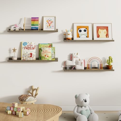 Dreamland Picture Ledge Shelf for Wall, Floating Shelves Set of 2,32 inch Long Floating Shelves with Lip for Living Room,Bedroom,Bathroom,Kitchen,Grey