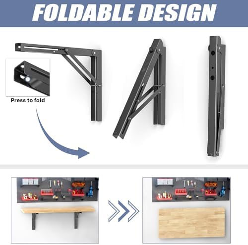WALMANN 16 in Folding Wall Shelf Brackets, Wall Mount Collapsible Brackets