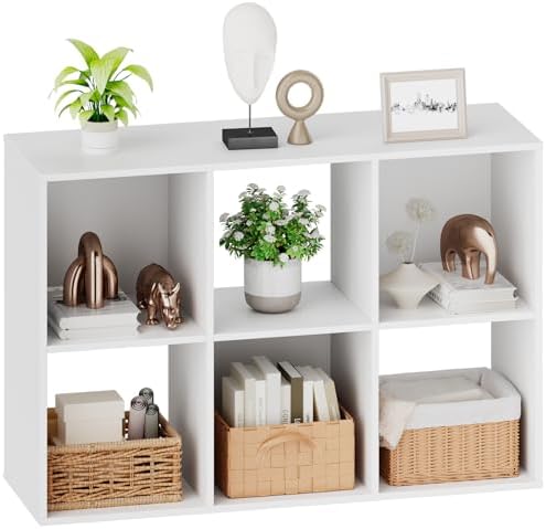 Sweetcrispy 6 Cube Storage Organizer, Stackable Modular Bookcase Shelf