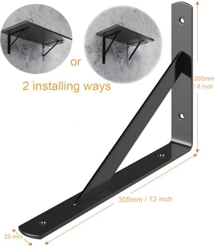 12 Inch Shelf Brackets Heavy Duty Shelf Bracket 12 x 8 Inch Metal Shelf Bracket Triangular Shelf Supports with Hardware 
