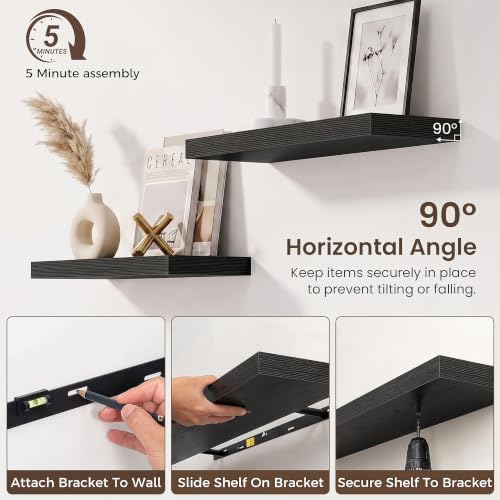 72 Inch Floating Shelves for Wall 2 Pack, Wood Wall Bathroom Shelves