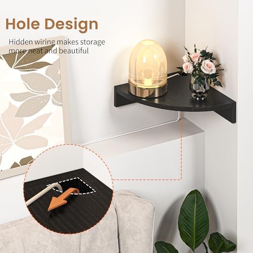 Fun Memories Corner Shelf Wall Mount, Wood Floating Corner Shelves, Corner Wall Shelf for Bedroom, Bathroom, Kitchen, Li