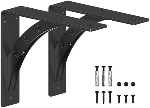 Heavy Duty Shelf Brackets，max Load 900 LBS,Premium Alloy Metal Mantel Brackets , (Set of 2) Fireplace Mantel Brackets - 