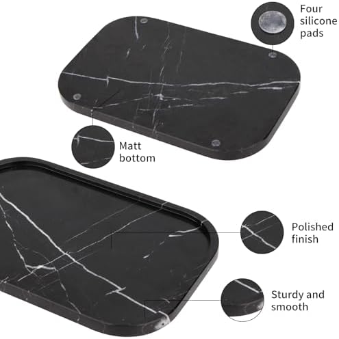 Marble Bathroom Vanity Decorative Tray, Black Marquina, 12 * 8 * 0.8