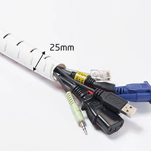 D-Line CZ252.5W Sleeve, TV Management Solution, Wire Tidy to Hide Organise & Protect Cables-2.5m Length, 25mm Outer Diam