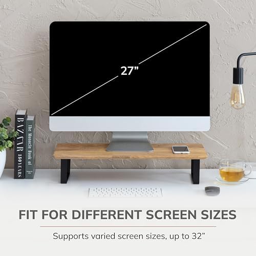 Anji Mountain Monitor Stand for Desk - Desktop Organizer & Laptop Riser, Ergonomic Monitor Riser, Space-Saving, Durable,