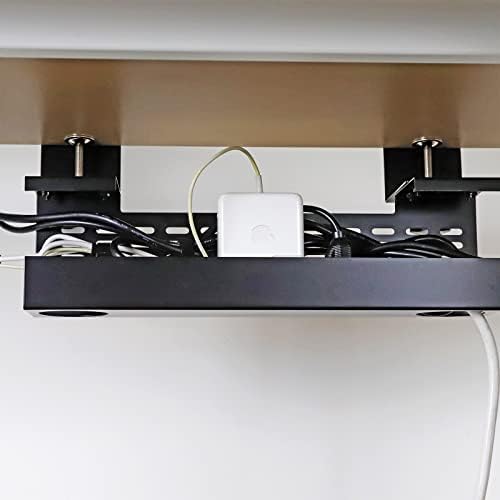 AEONS Under Desk Cable Management Tray Wire Cord Organizer Removable C Clamp Mount No Drill Computer Cord Raceway and Mo