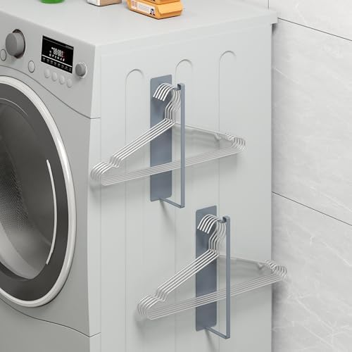 Magnetic Hanger Organizer, Thipoten Hangers Holder for Washing Machine, Holding up to 30 velvet/wire/plastic hangers, Perfect Space Saver for Laundry Room (2, Grey)