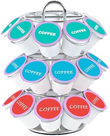 Restaurantware Coffee Pod Holder 6.69 x 6.69 x 8.66 Inches 27 K-Cup Iron Coffee Capsule Organizer Iron Storage Drawer Bl