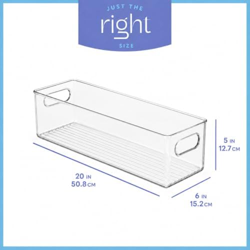 primebox Plastic Food Storage 4 Pack Clear Container Bin with Handles for Organizing Kitchen, Pantry, Refrigerator, Free