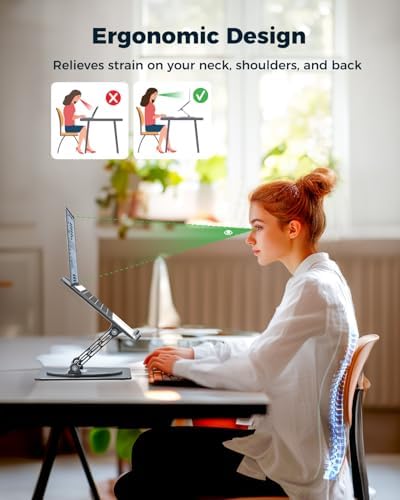 Aoviho 360° Rotating Laptop Stand for Desk | Adjustable, Foldable, Portable Aluminum Ergonomic Riser | Compatible with M