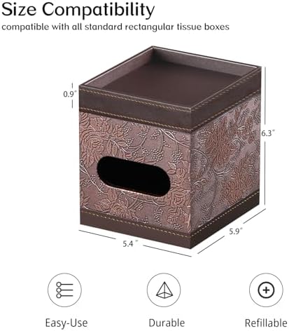 Square Tissue Box Cover with Storage Tray,Modern Decorative Tissue Holder