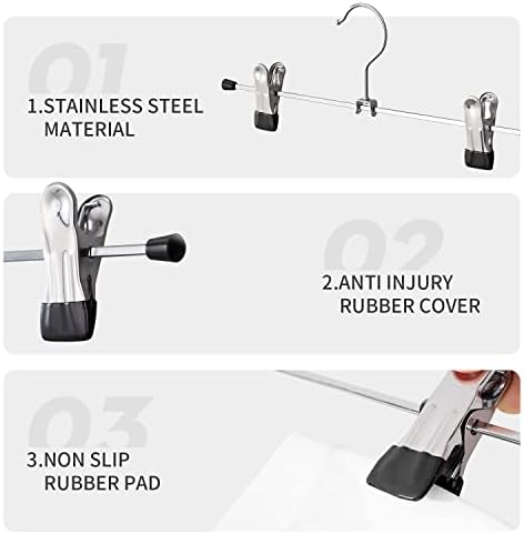 Cimlord 12 Pack Pants Hangers with Clips Skirt Hangers for Women Shorts Hangers Heavy Duty Metal Clothes Hanger for Closet Space Saving Non Slip Trousers Hanger Jeans Hanger for Men,Black,14 Inch