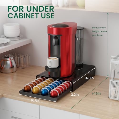 Storage Drawer for Nespresso Vertuo Coffee Pod Holder for Counter Acrylic Coffee Capsule Organizer - 40 Pods