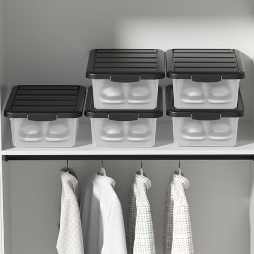 14 L Clear Storage Box with Black Lid, Medium-14 Quart, 2 Packs