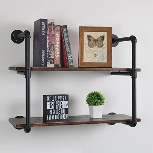 MBQQ Industrial Retro Pipe Shelf 30in 2 Tier Wall Mounted,Rustic Floating Shelves,Farmhouse Kitchen Bar Shelving,Home De