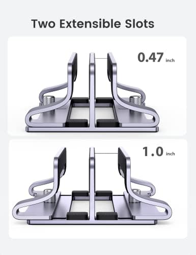 UGREEN 2-Slot Vertical Laptop Stand Holder Desk Compatible with MacBook Pro Air Laptop Stand Desktop Adjustable, Lenovo 