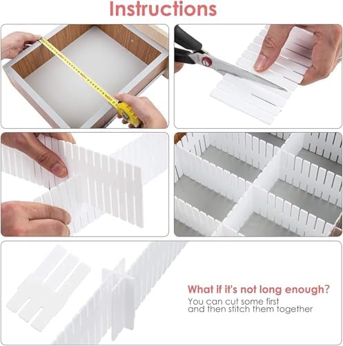 40Pcs Drawer Dividers, Adjustable Drawer Organizer for Socks, Underwear, Makeup, Can Help Tidy Kitchen, Bedroom, Dresser