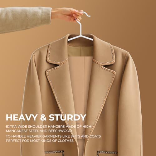 16.7 Inch Wooden Wide Shoulder Hangers for Sweater,Coat,Suit,20 Pack